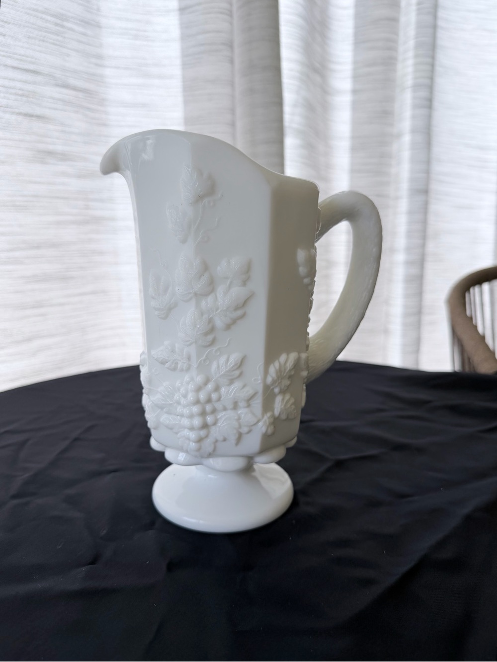 Vintage 50's Westmoreland Paneled Grape Pint Pitcher Milk Glass